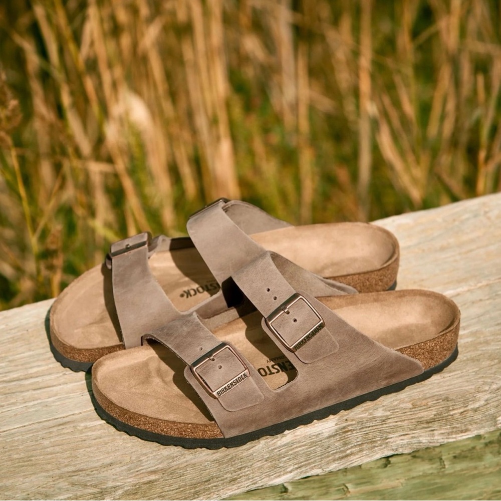 Birkenstock Arizona Oiled Leather Soft Footbed Slide Sandals